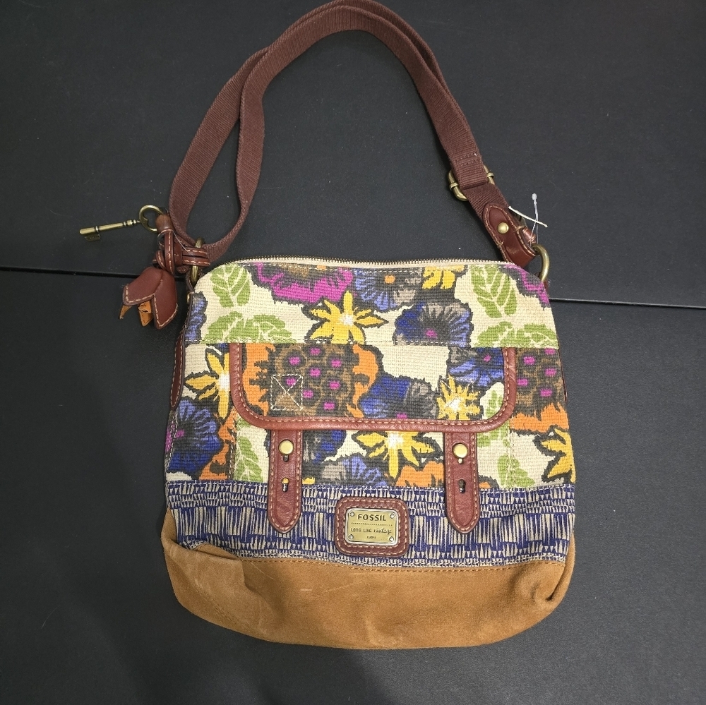 Fossil Multicolor Floral Leather Women's Bag